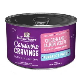 3 FOR $14.40 (Exp 8Nov24): Stella & Chewy's Carnivore Cravings Purrfect Pate Chicken & Salmon in Broth Grain-Free Canned Cat Food 5.2oz