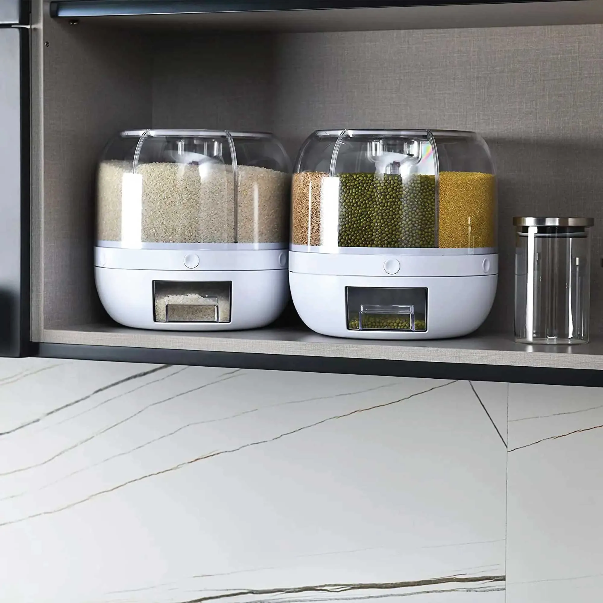 6-Grid Rotating Food & Grain Dispenser | 7.2L | Large Compartment Storage Container
