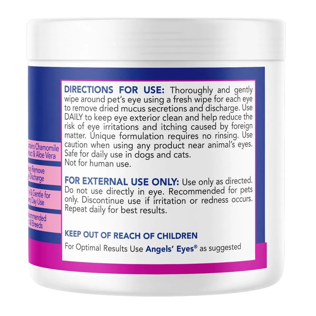 Angel's Eyes Gentle Tear Stain Wipes 100Ct for Dogs and Cats