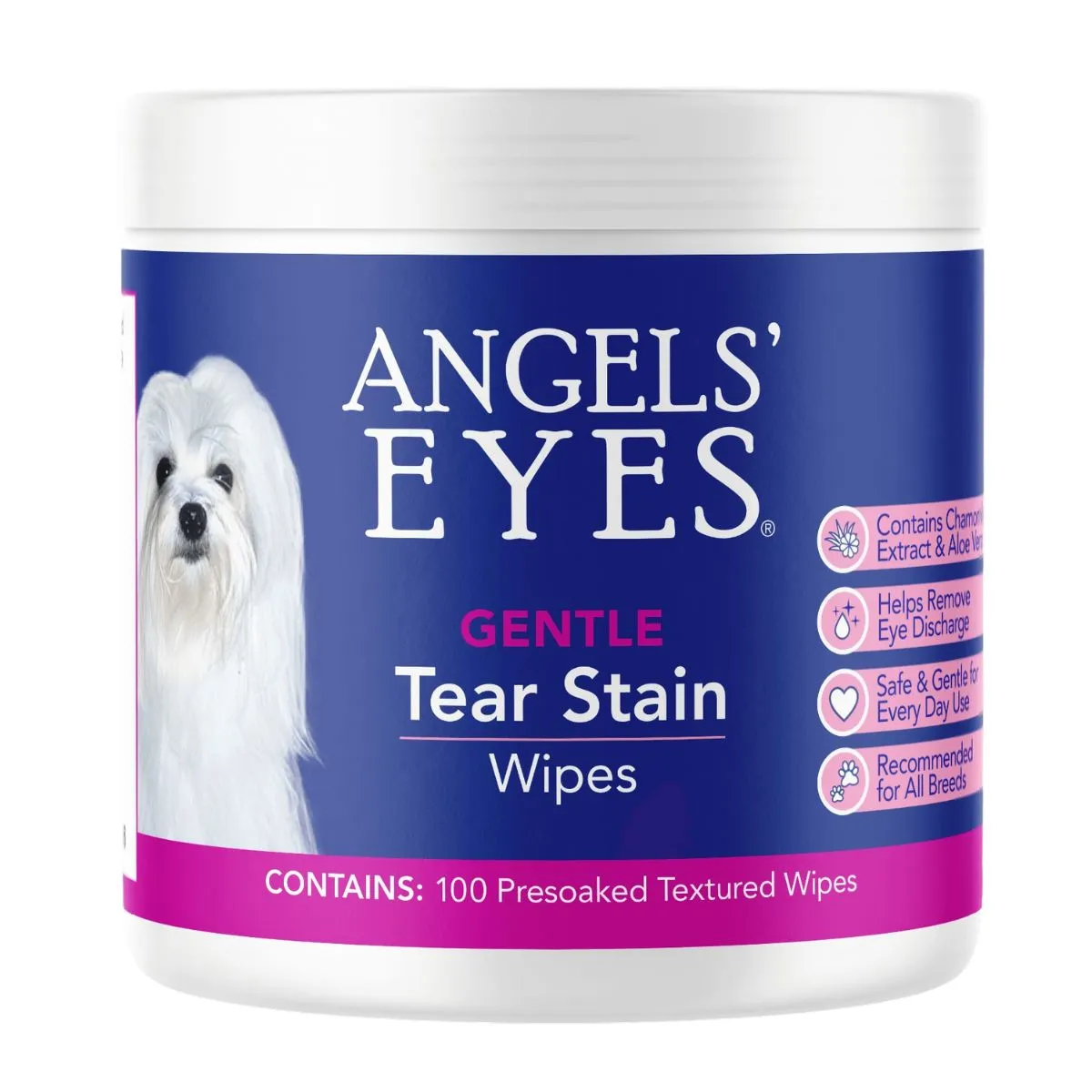 Angel's Eyes Gentle Tear Stain Wipes 100Ct for Dogs and Cats