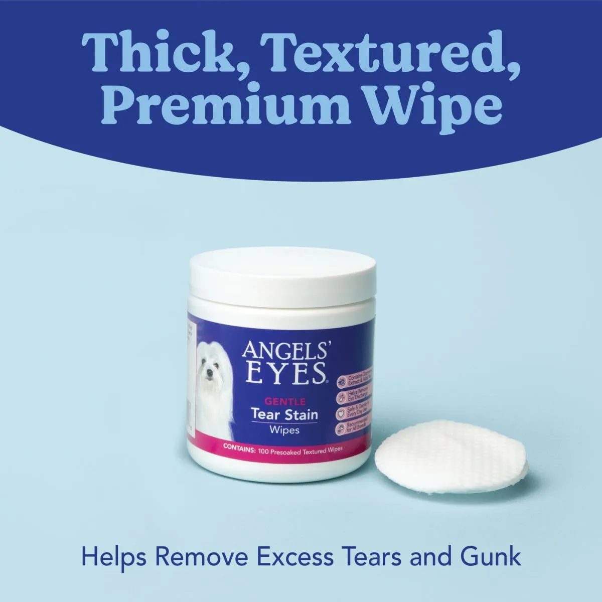 Angel's Eyes Gentle Tear Stain Wipes 100Ct for Dogs and Cats