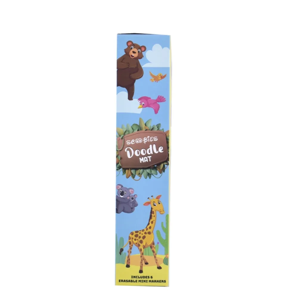 Animal Doodle Mat | With 6 Dry-Erase & Washable Markers | DIY Creative Learning | Reusable Silicone Quality