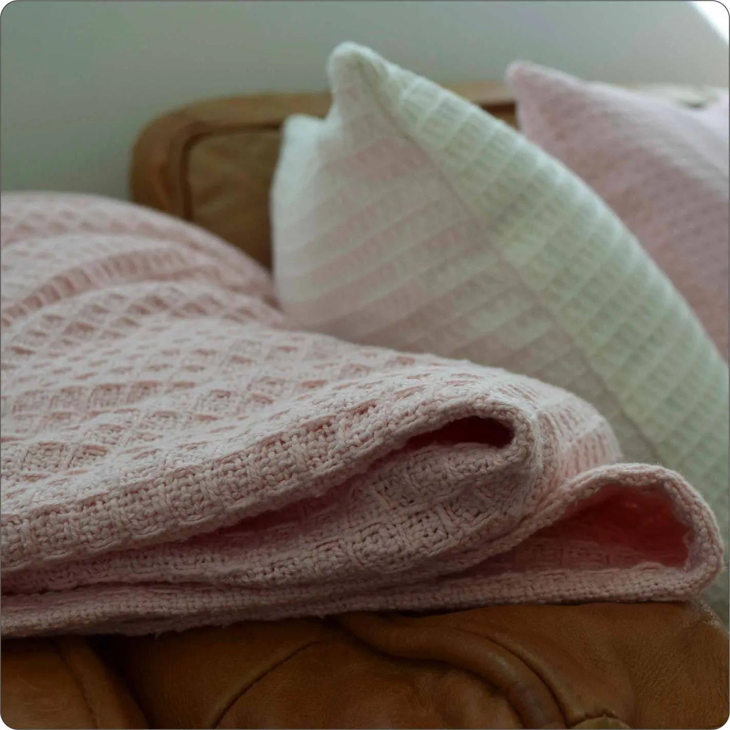 Blanket - Organic Waffle Byron Blush (210 x 210cm)