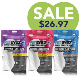 Chicken, Beef Liver, and Whitefish Dog Treats Bundle by Pet Eyez