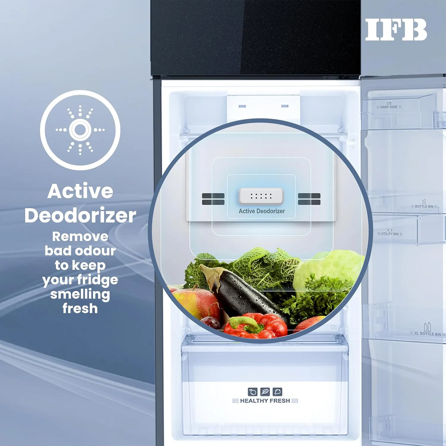 IFB IFBFF-3362IKGT Free Refrigerator 285 Litre | 2 Star | Glass Model | Eco-Cool Series