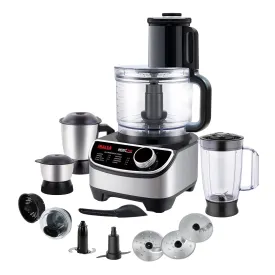 Inalsa INOX 1200W Food Processor with Mixer Grinder & Juicer | 2.5L Bowl, 3 Jars, 12 Attachments, Copper Motor – Black/Silver