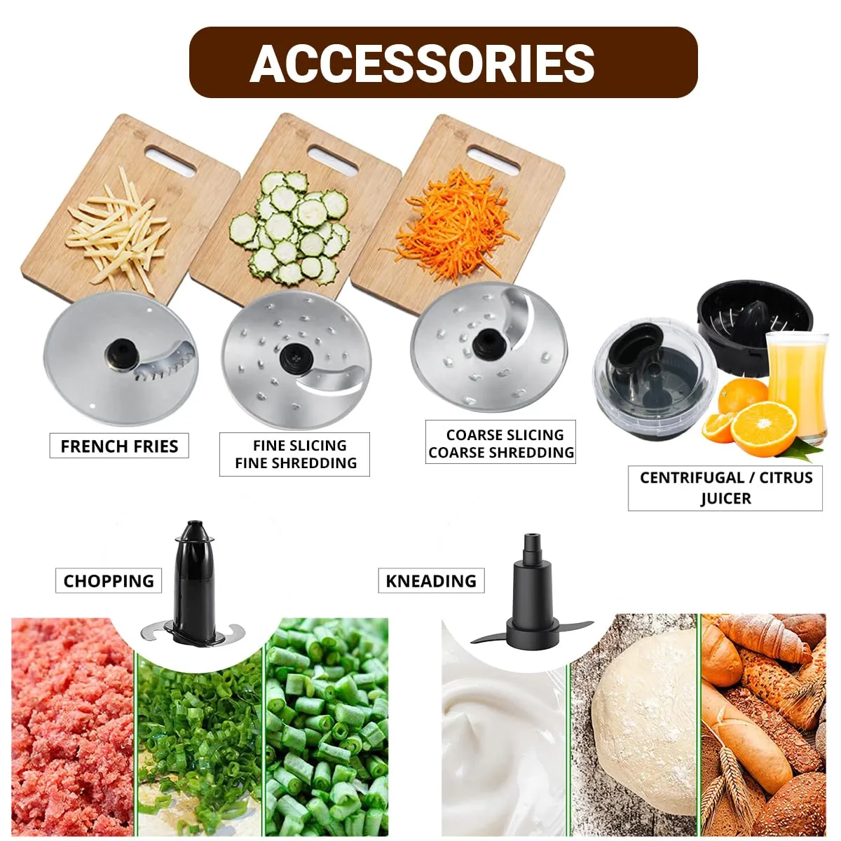 Inalsa INOX 1200W Food Processor with Mixer Grinder & Juicer | 2.5L Bowl, 3 Jars, 12 Attachments, Copper Motor – Black/Silver