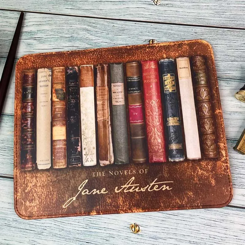Jane Austen Mouse Mat - Faux Leather Antique Books Design