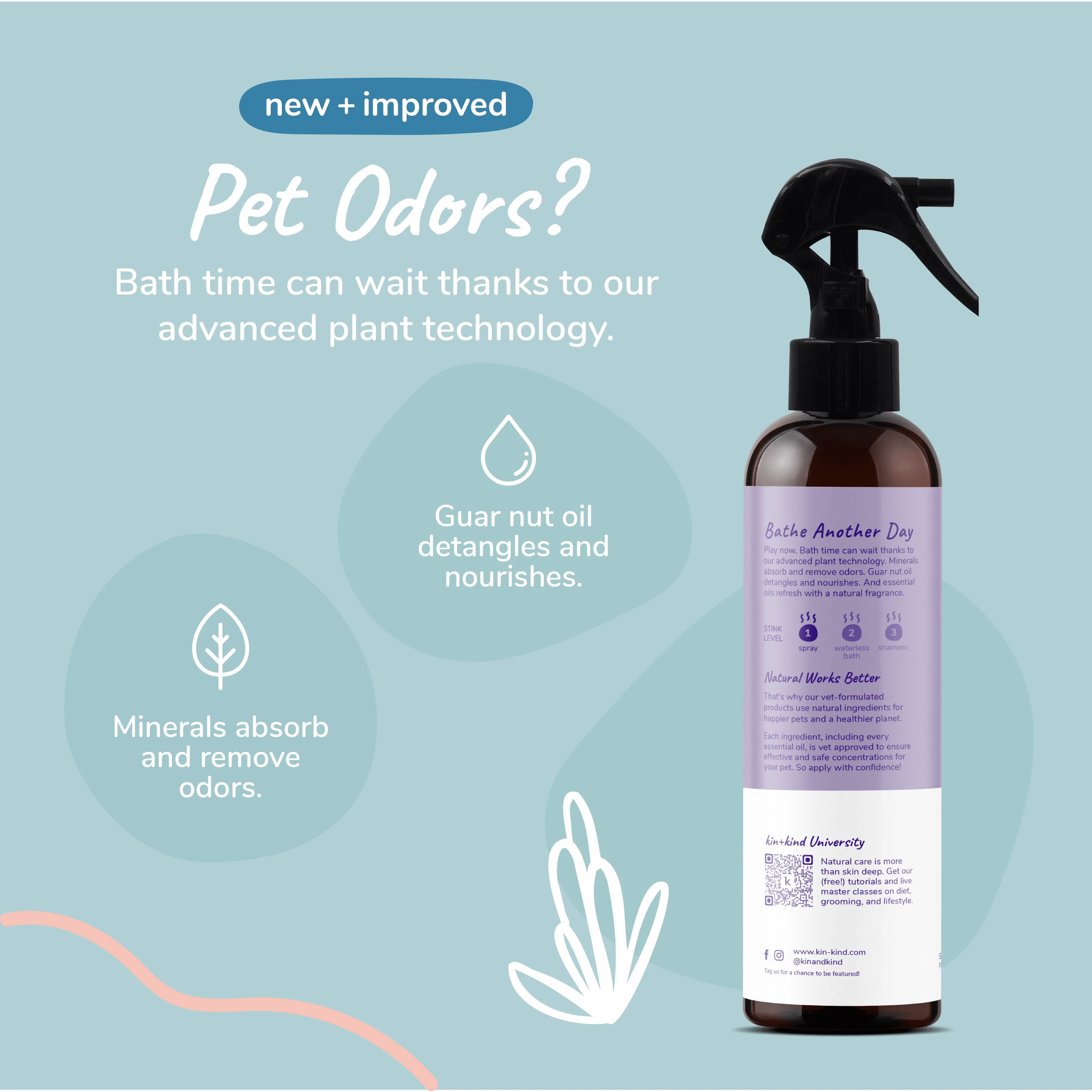 Kin Kind Universal Insect Repellent Spray for Cats and Dogs (Lavender Flavor) to Prevent Fleas and Ticks