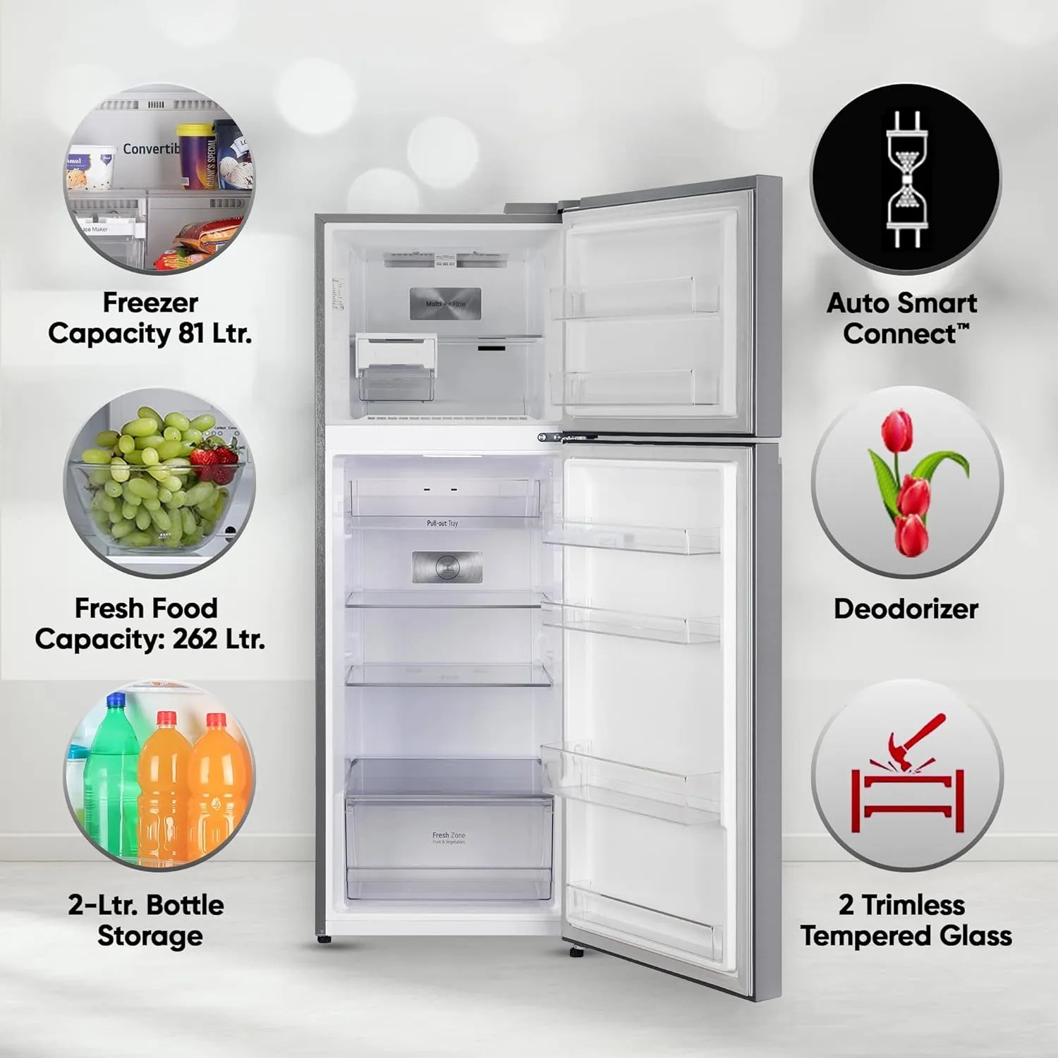 LG GL-N382SDSY 343 L 2 Star Frost-Free Smart Inverter Double Door Refrigerator ( Dazzle Steel, Express Freeze)