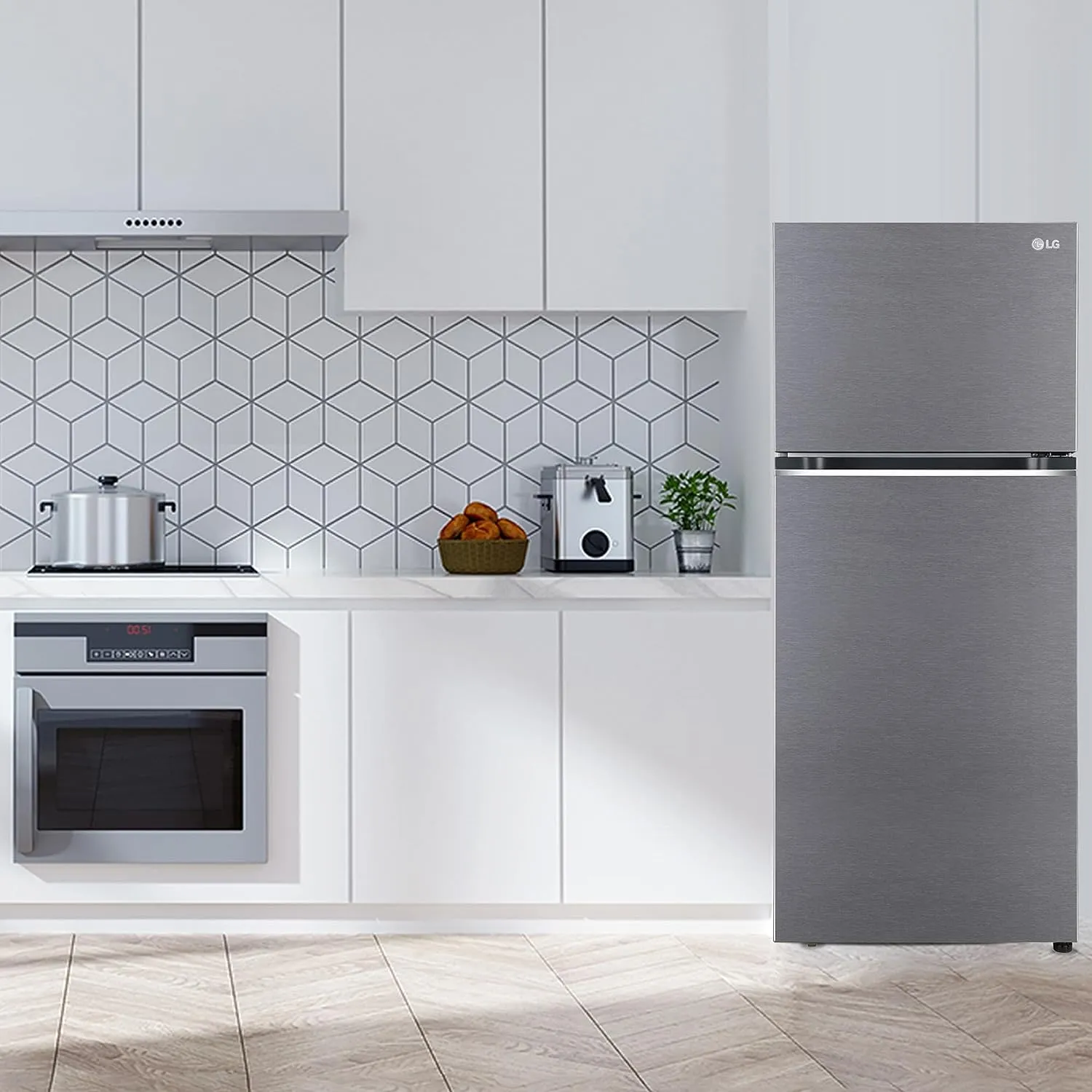 LG GL-N422SDSY 398 L 2 Star Frost-Free Smart Inverter Double Door Refrigerator ( Dazzle Steel, Express Freeze, Gross Volume – 423 Ltr.)