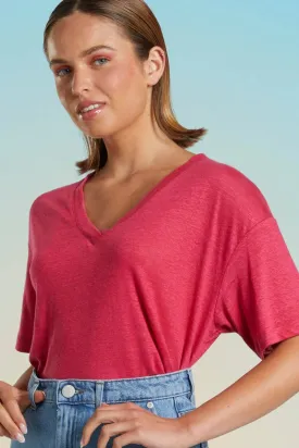 Mat de Misaine V Neck Short Sleeve Tee in Tulip