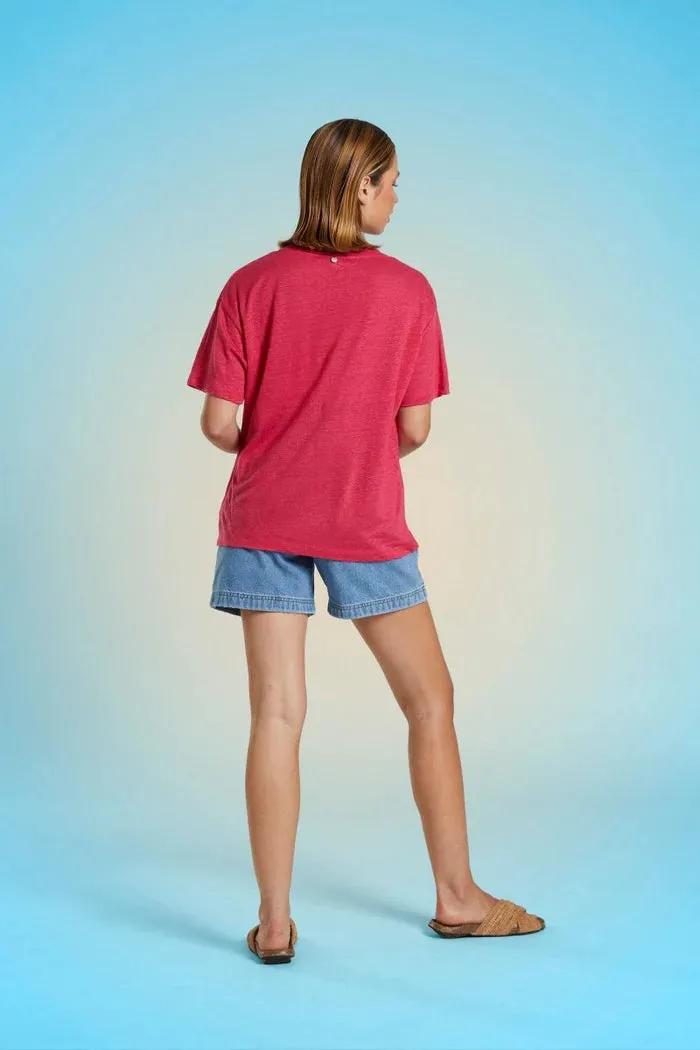 Mat de Misaine V Neck Short Sleeve Tee in Tulip