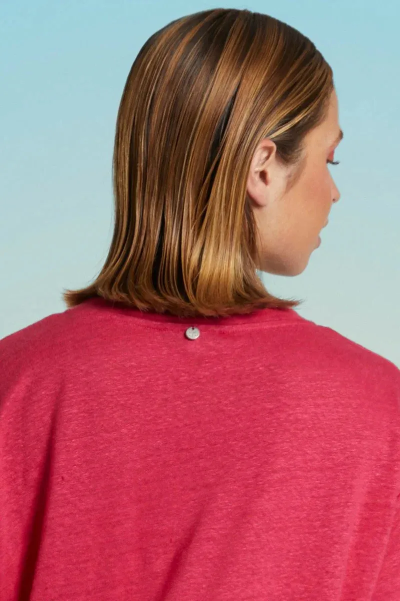 Mat de Misaine V Neck Short Sleeve Tee in Tulip