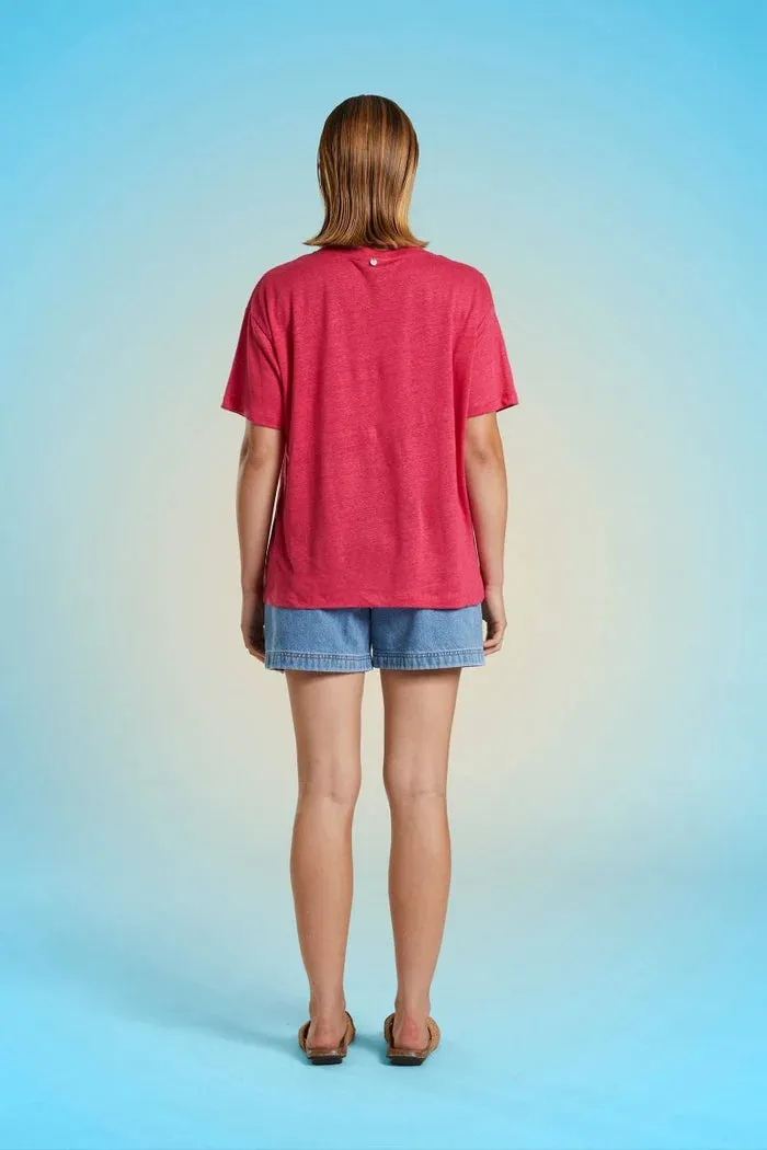 Mat de Misaine V Neck Short Sleeve Tee in Tulip