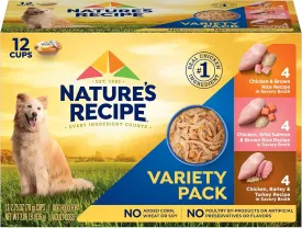 Natures Recipe Chicken, Salmon and Turkey Recipes Variety Pack Wet Dog Food, 12-2.75 oz. Cups, 2 Count