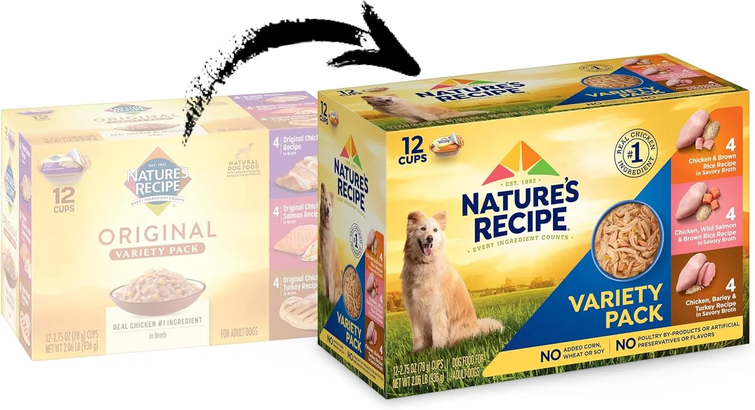 Natures Recipe Chicken, Salmon and Turkey Recipes Variety Pack Wet Dog Food, 12-2.75 oz. Cups, 2 Count