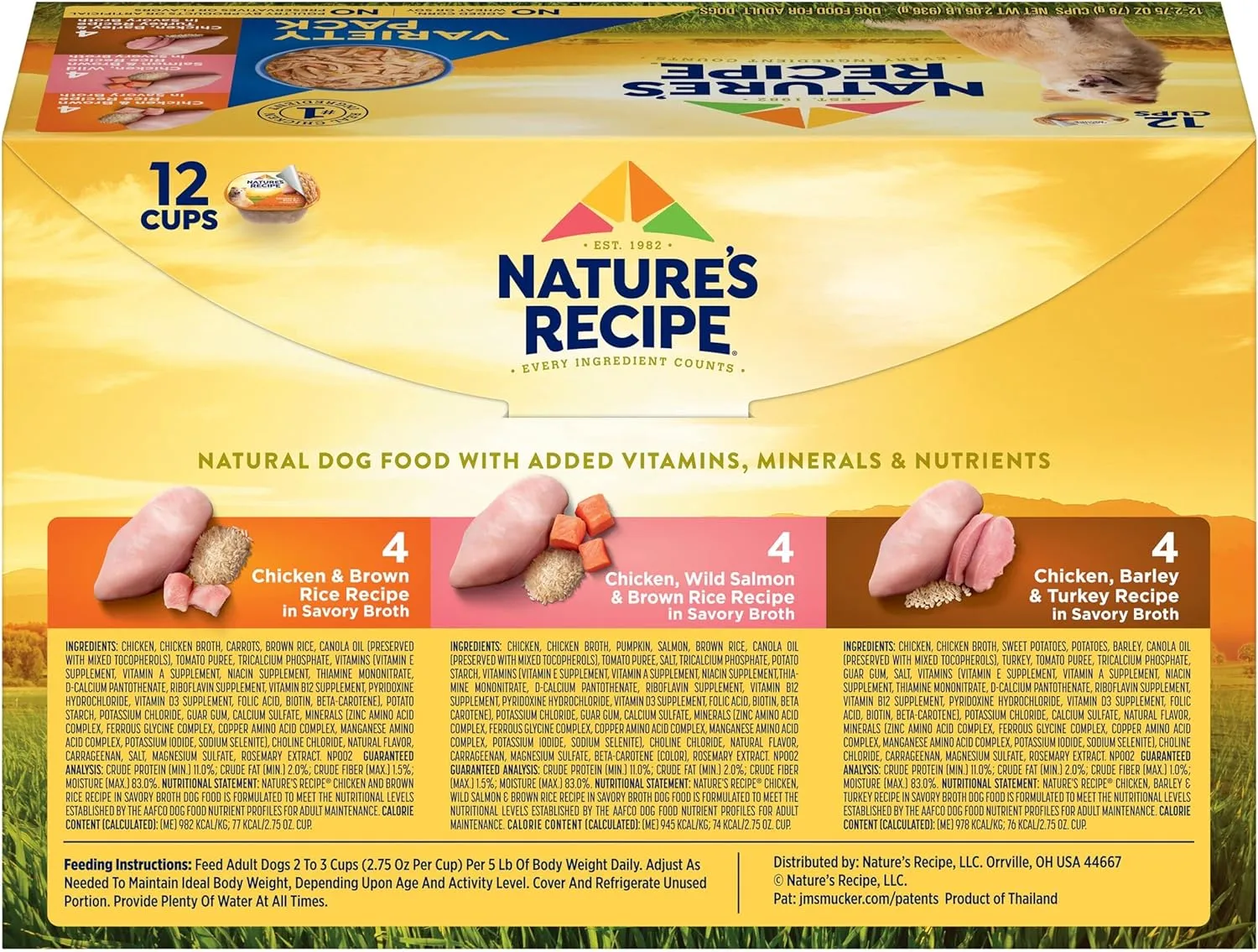 Natures Recipe Chicken, Salmon and Turkey Recipes Variety Pack Wet Dog Food, 12-2.75 oz. Cups, 2 Count