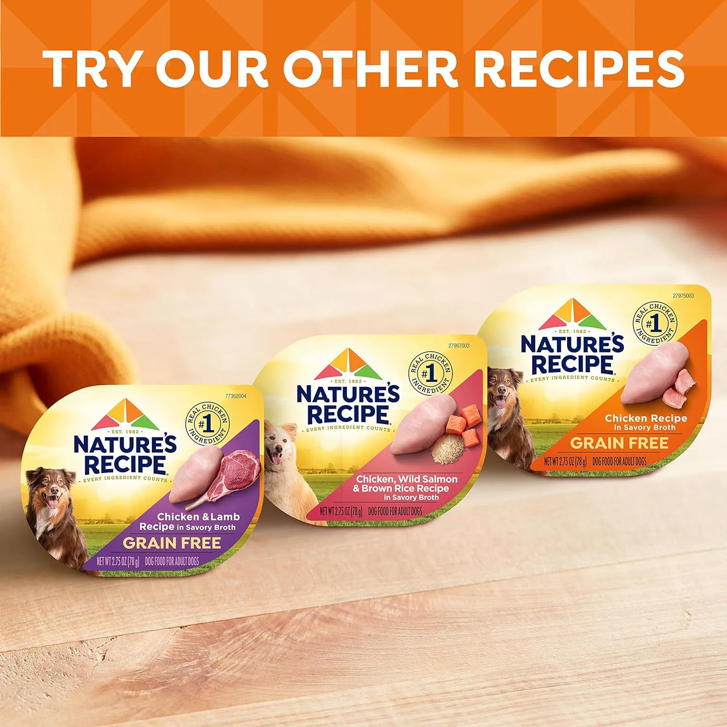 Natures Recipe Chicken, Salmon and Turkey Recipes Variety Pack Wet Dog Food, 12-2.75 oz. Cups, 2 Count