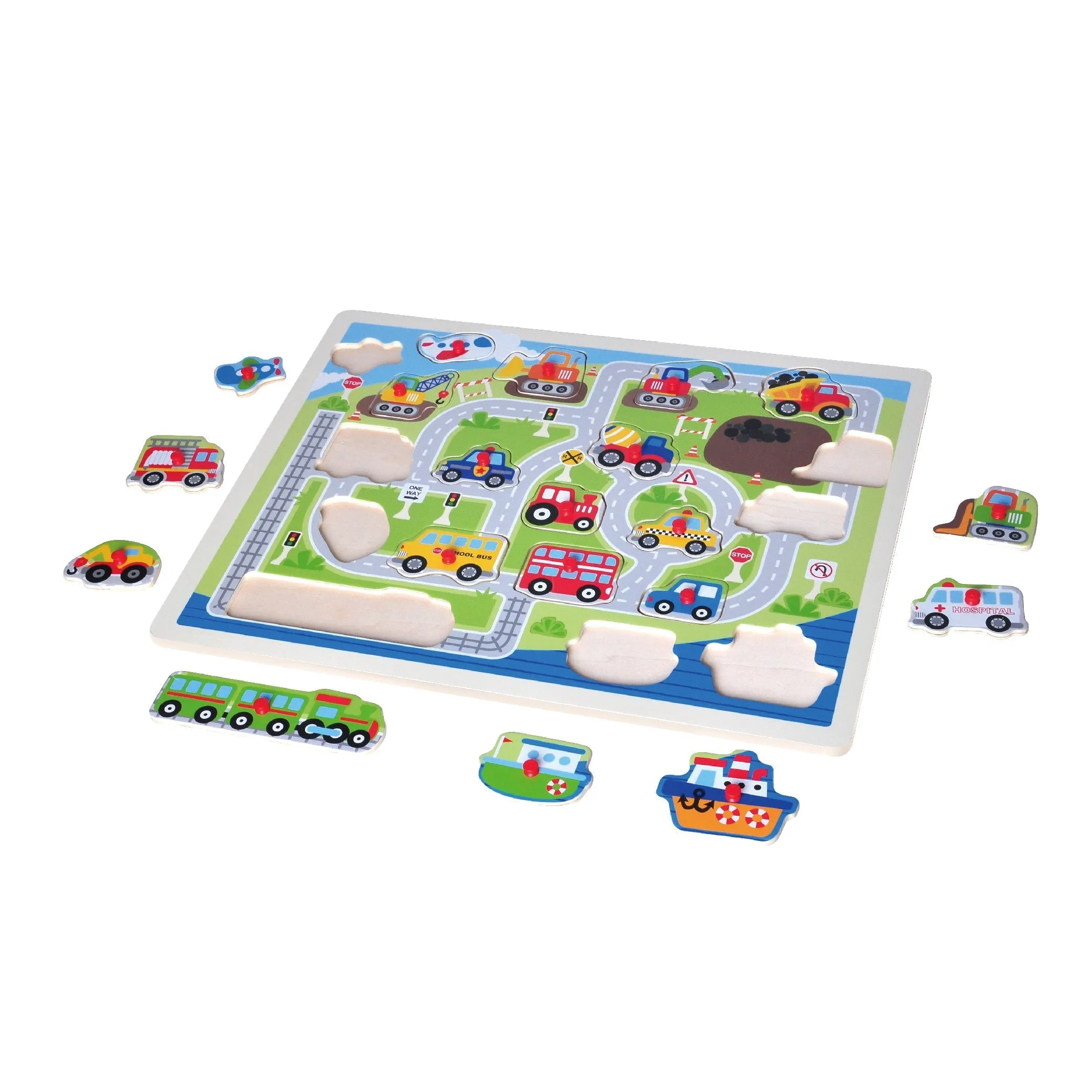 Open Ended Giant Peg Puzzle - Vehicles
