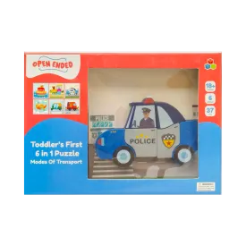 Open Ended Toddler's First 6 In 1 Puzzle - Modes Of Transport Vehicle