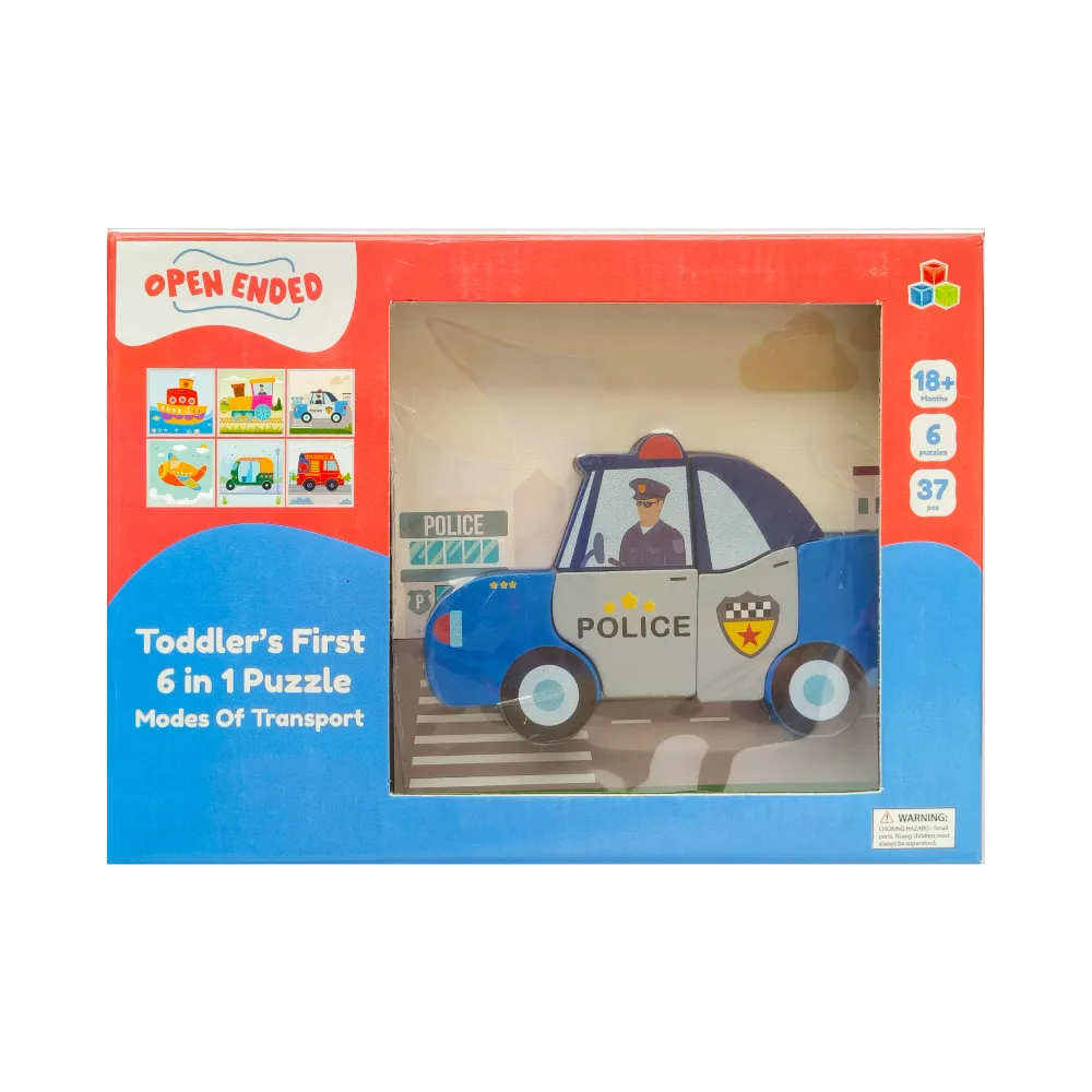 Open Ended Toddler's First 6 In 1 Puzzle - Modes Of Transport Vehicle