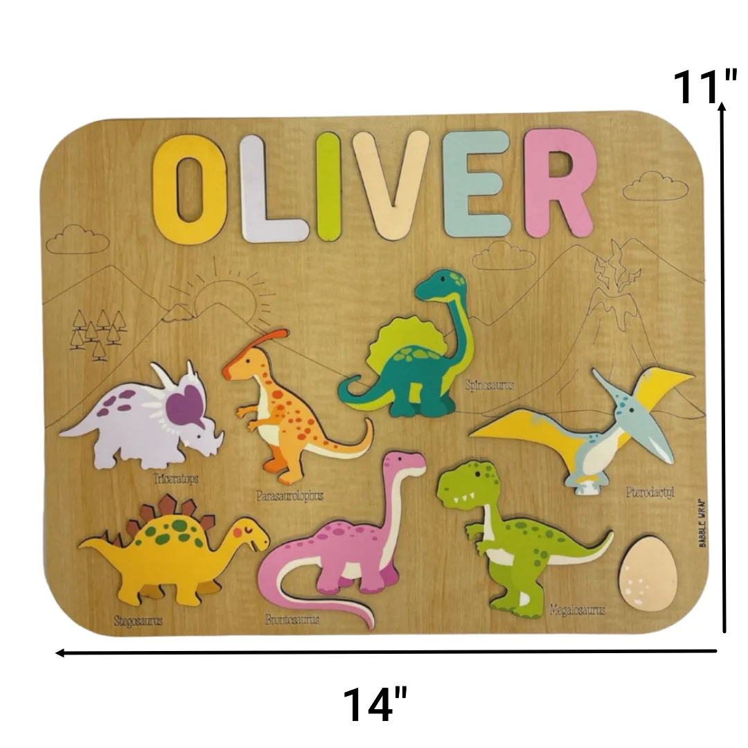 Personalised Wooden Name Puzzle - Dinosaurs