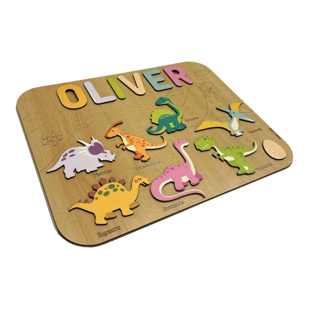 Personalised Wooden Name Puzzle - Dinosaurs