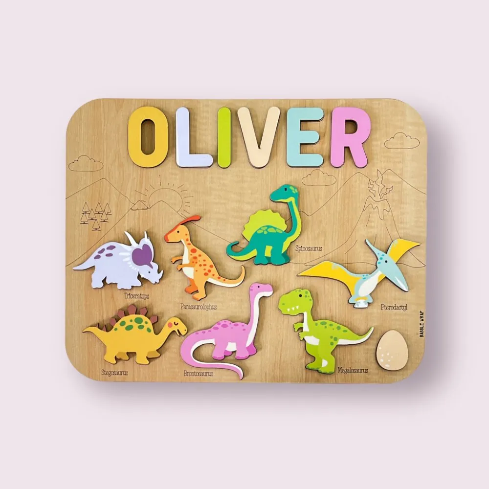 Personalised Wooden Name Puzzle - Dinosaurs