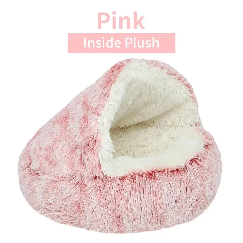 remium Plush Round Cat Bed – 2-in-1 Winter Pet Nest & Sleep Cushion for Cats & Small Dogs