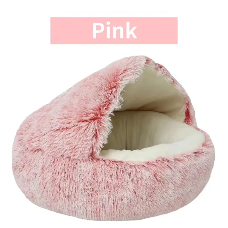 remium Plush Round Cat Bed – 2-in-1 Winter Pet Nest & Sleep Cushion for Cats & Small Dogs