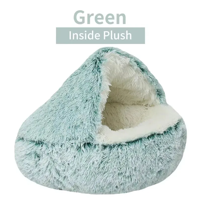remium Plush Round Cat Bed – 2-in-1 Winter Pet Nest & Sleep Cushion for Cats & Small Dogs