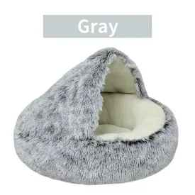 remium Plush Round Cat Bed – 2-in-1 Winter Pet Nest & Sleep Cushion for Cats & Small Dogs