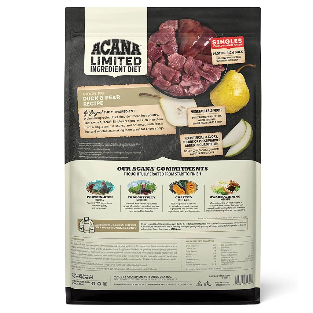 Singles Duck & Pear Dry Food for Dogs