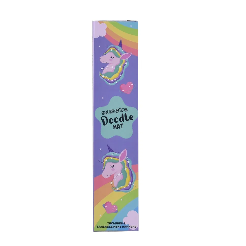 Unicorn Doodle Mat | With 6 Dry-Erase & Washable Markers | DIY Creative Learning | Reusable Silicone Quality