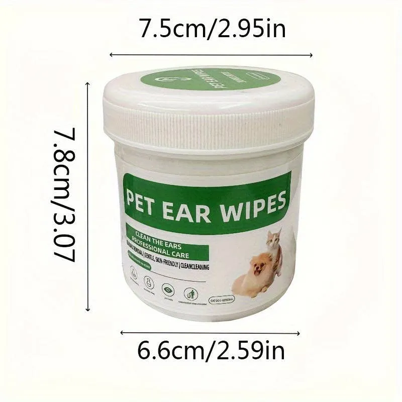 YIKELEATHER - 200-Pack Pet Ear Wipes for Cats & Dogs, Gentle Cleaning Cotton Pads for Eye Tear Stain & Ear Mucus, Unscented Non-Toxic Pet Grooming Wipes