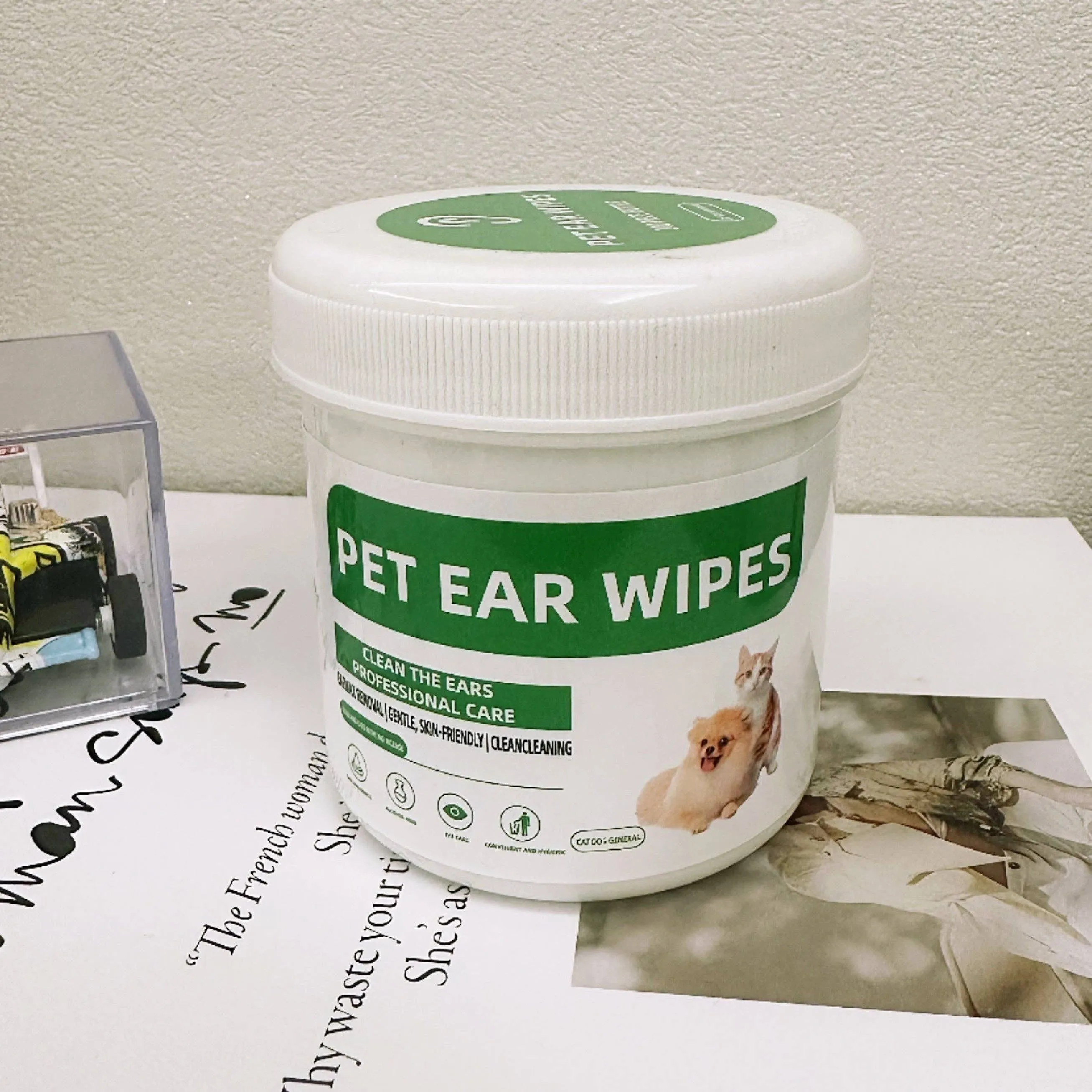 YIKELEATHER - 200-Pack Pet Ear Wipes for Cats & Dogs, Gentle Cleaning Cotton Pads for Eye Tear Stain & Ear Mucus, Unscented Non-Toxic Pet Grooming Wipes