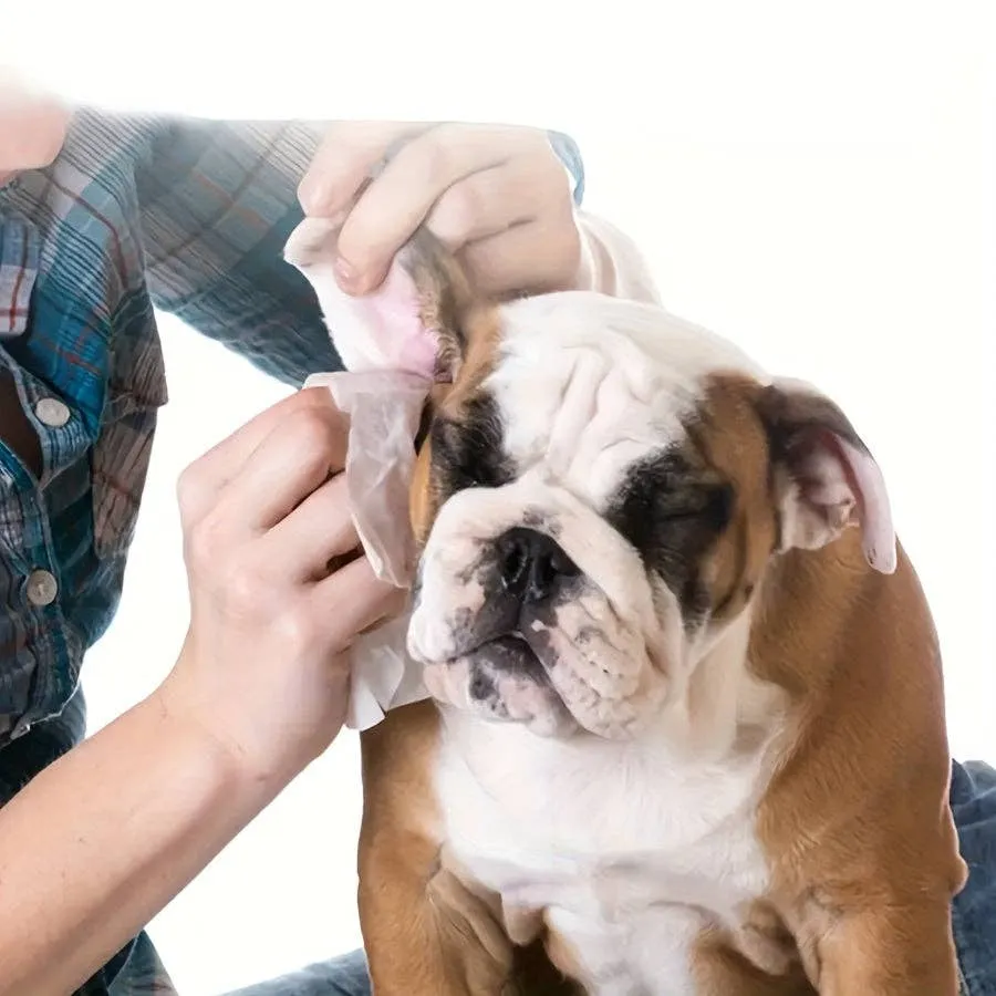 YIKELEATHER - 200-Pack Pet Ear Wipes for Cats & Dogs, Gentle Cleaning Cotton Pads for Eye Tear Stain & Ear Mucus, Unscented Non-Toxic Pet Grooming Wipes
