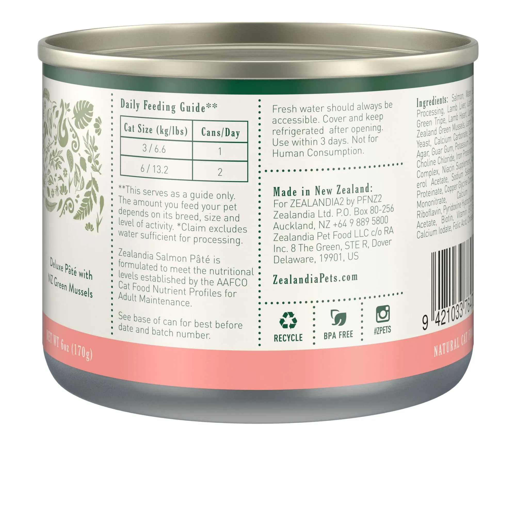 Zealandia Salmon Pate Adult Cat Wet Food 170g^^^
